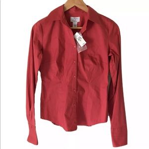 ANN TAYLOR Loft Small Perfect Everyday Stretch Button Front Shirt SZ 0 NWT